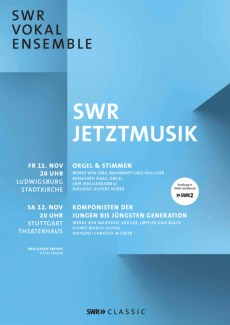 Plakat zum Konzert „SWR Jetztmusik“ am 11.11.2016 in der Stadtkirche Ludwigsburg