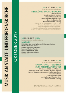 Plakat zu Konzerten im Oktober 2017 in der Stadtkirche und der Friedenskirche Ludwigsburg