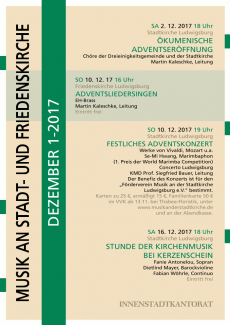 Plakat zu Konzerten im Dezember 2017 in der Stadtkirche und der Friedenskirche Ludwigsburg