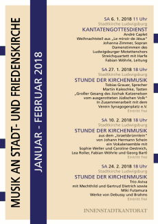 Plakat zu Konzerten im Januar und Februar 2018 in der Stadtkirche und der Friedenskirche Ludwigsburg