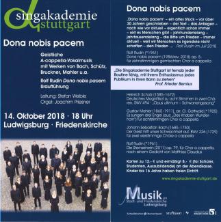 Konzert der Singakademie Stuttgart in der Friedenskirche Ludwigsburg am 14.10.2018
