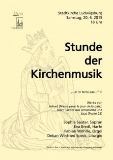 Plakat für das Konzert "Sopran, Harfe und Orgel” am 20.6.2015