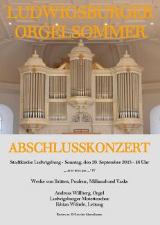 Plakat für das Konzert "Abschluss des Ludwigsburger Orgelsommers 2015” am 20.9.2015