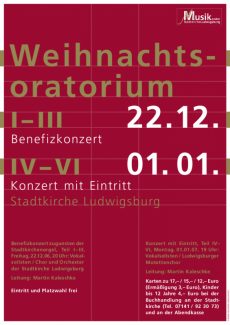 Plakat zum Konzert „Weihnachtsoratorium I bis III” am 22.12.2006 in der Stadtkirche Ludwigsburg