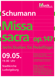 Plakat zum Konzert „Werke von Schumann” am 09.05.2010 in der Stadtkirche Ludwigsburg